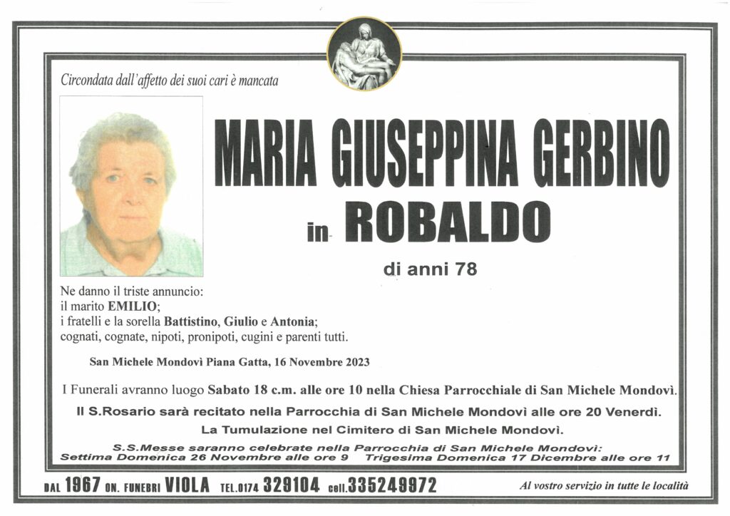 GERBINO MARIA GIUSEPPINA - Viola Onoranze Funebri