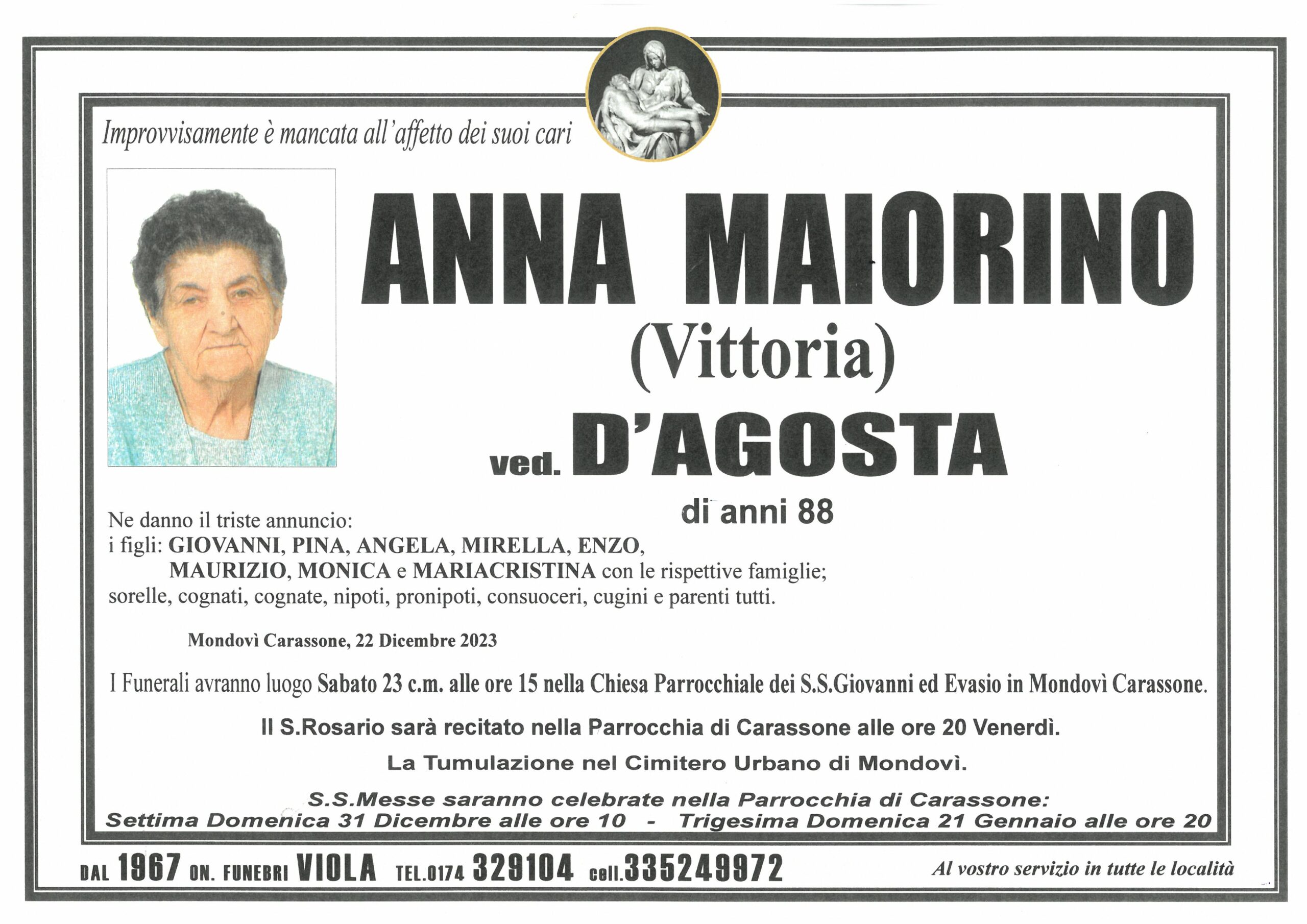 MAIORINO ANNA - Viola Onoranze Funebri